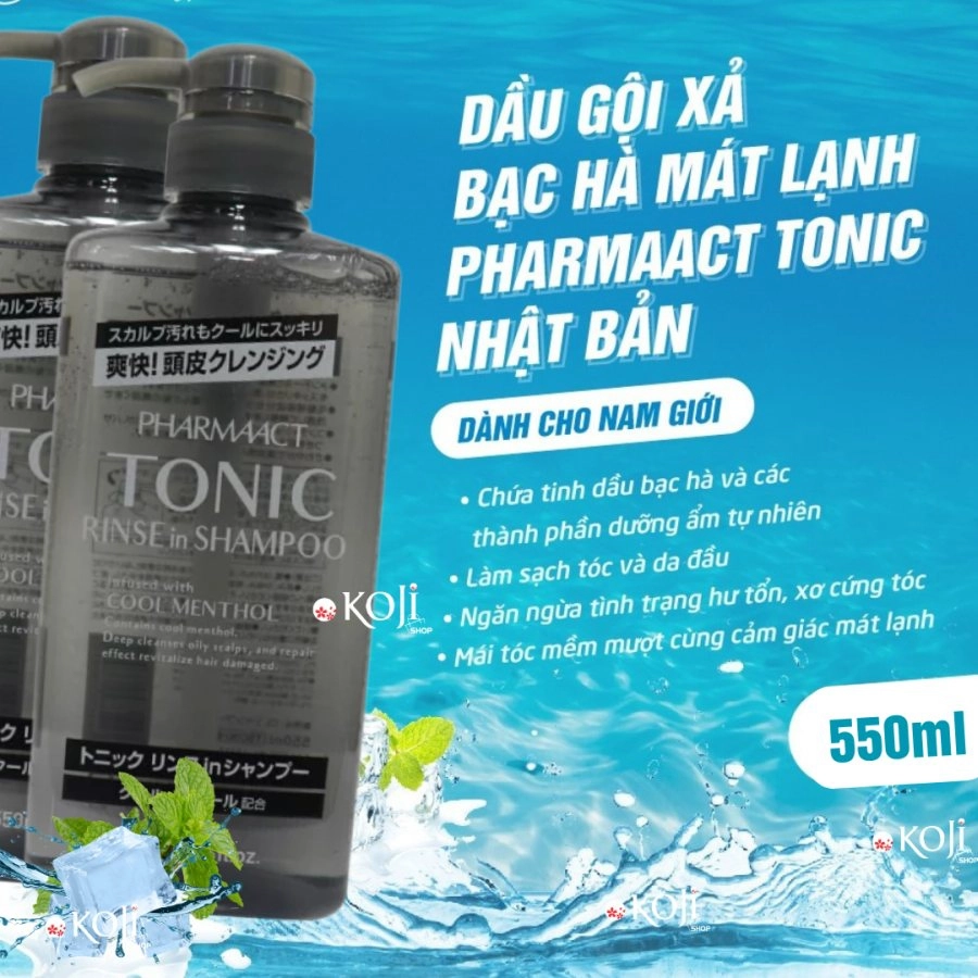 Dầu Gội Xả Trị Gàu Cho Nam Tonic Pharmaact 550ml Nhật Bản
