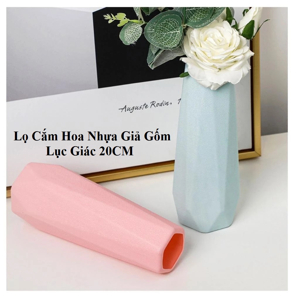 Lọ Cắm Hoa Nhựa Giả Gốm Lục Giác 20CM