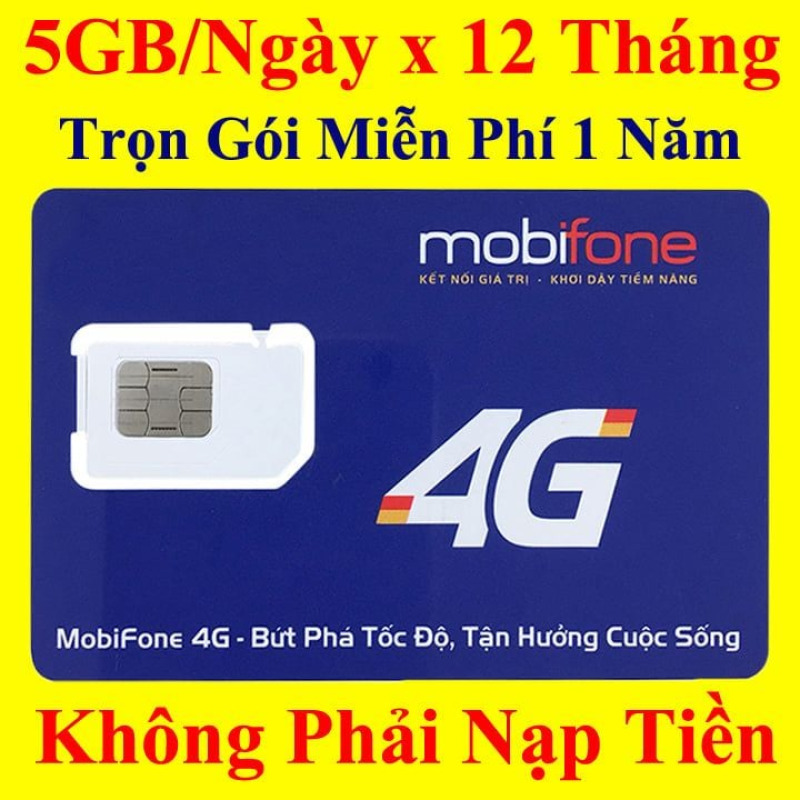 Sim 4G Mobifone 5GB/ Ngày X 12 Tháng