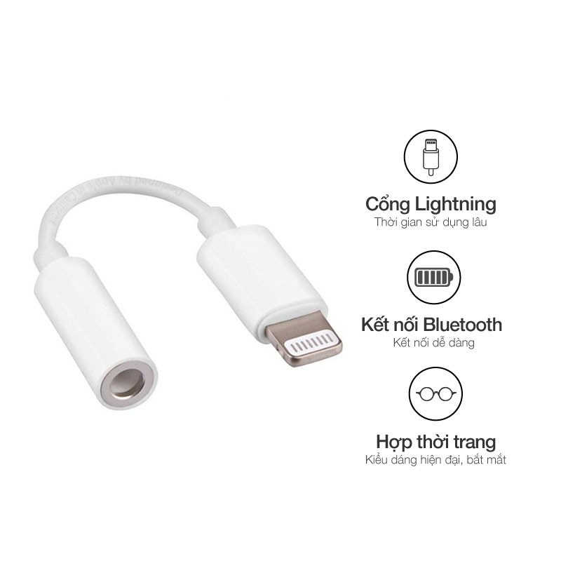 Cáp Chuyển Tai Nghe Iphone 7 Loại 1 (Hộp Giấy) Lightning Ra 3.5