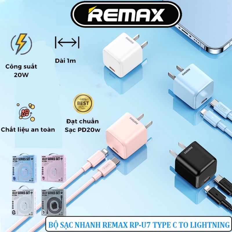 Bộ Sạc Nhanh 20W Remax RP-U7 (Type-c Ra Lightning)