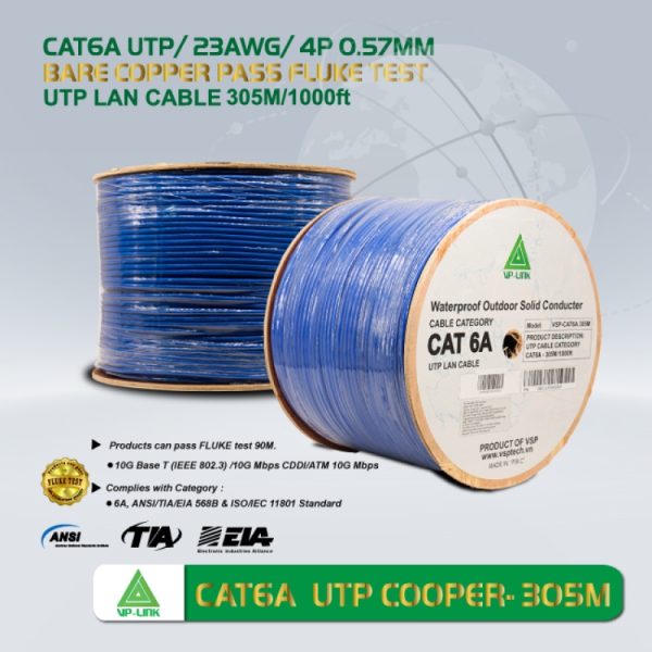 Cáp Mạng VSP Cat 6A UTP 305M/1000ft