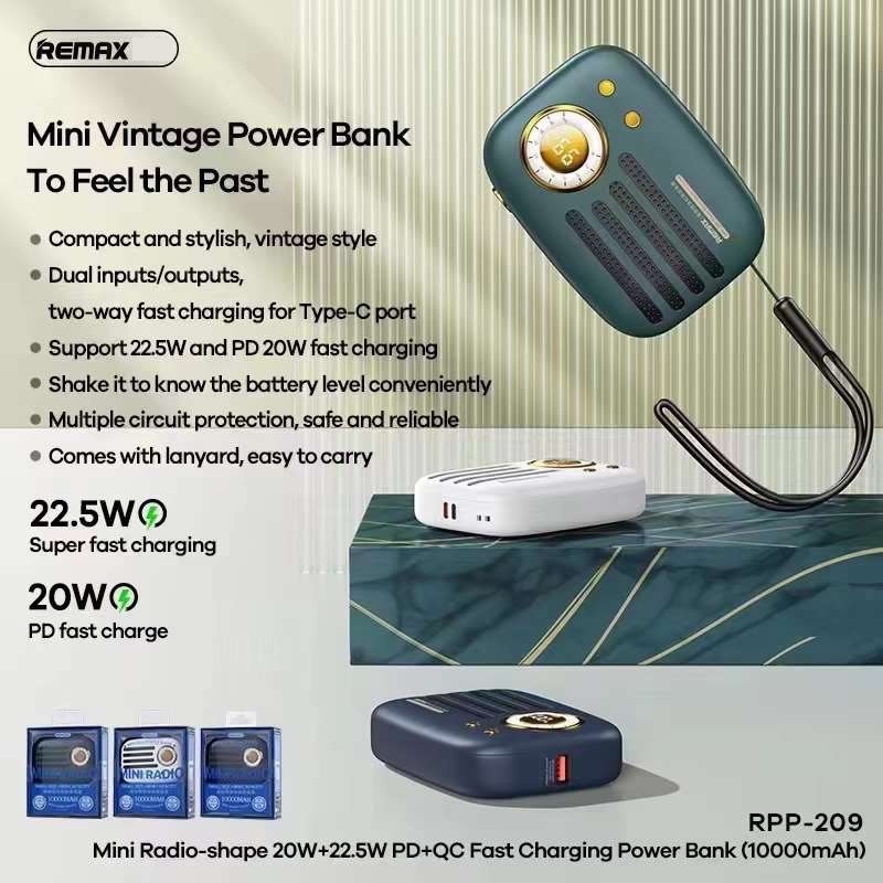 Pin sạc dự phòng sạc nhanh 22.5W Remax RPP-209 10.000mAh