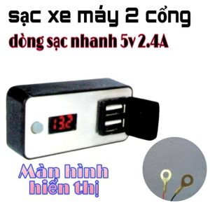 Sạc Xe Máy 2 Cổng Có Led 2.4A Mẫu 2025