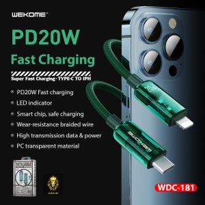 Cáp Sạc Nhanh 20W WEKOME WDC-181 Typec- ra Lightning