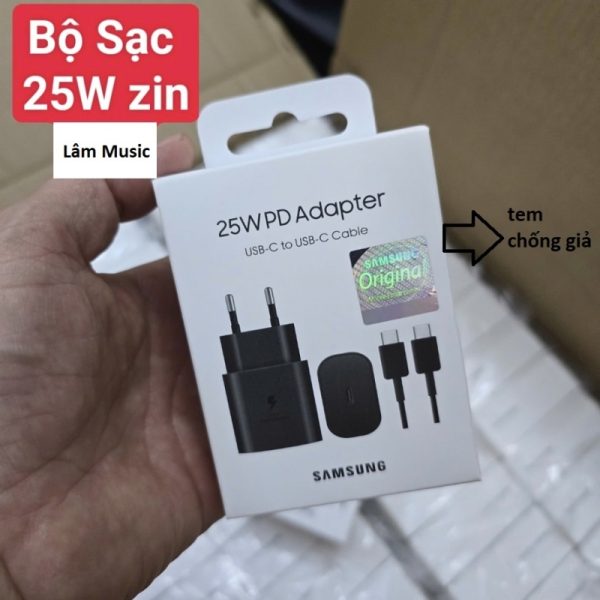 Bộ Sạc Samsung Zin Theo Máy 25w Cổng Type C (Có Tem Chống Giả)