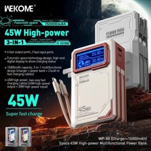 Pin Dự Phòng Sạc Nhanh 45W Wekome WP-88 15.000mah (VN)