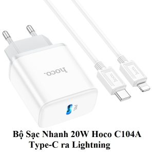 Bộ Sạc Nhanh 20W Hoco C104A Type-C Ra Lightning