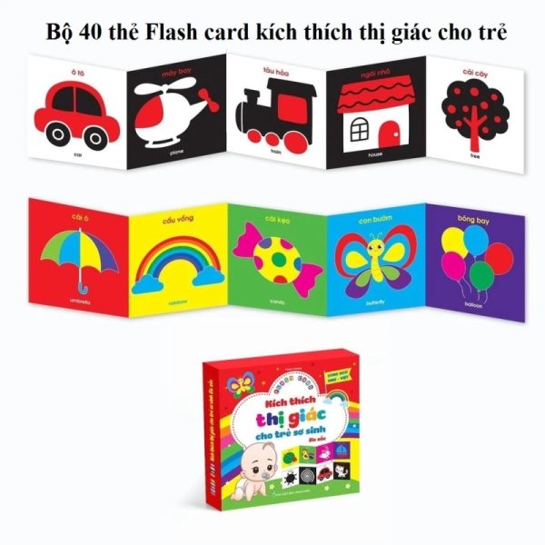 Bộ 40 Thẻ Flash Card Kích Thích Thị Giác Cho Trẻ