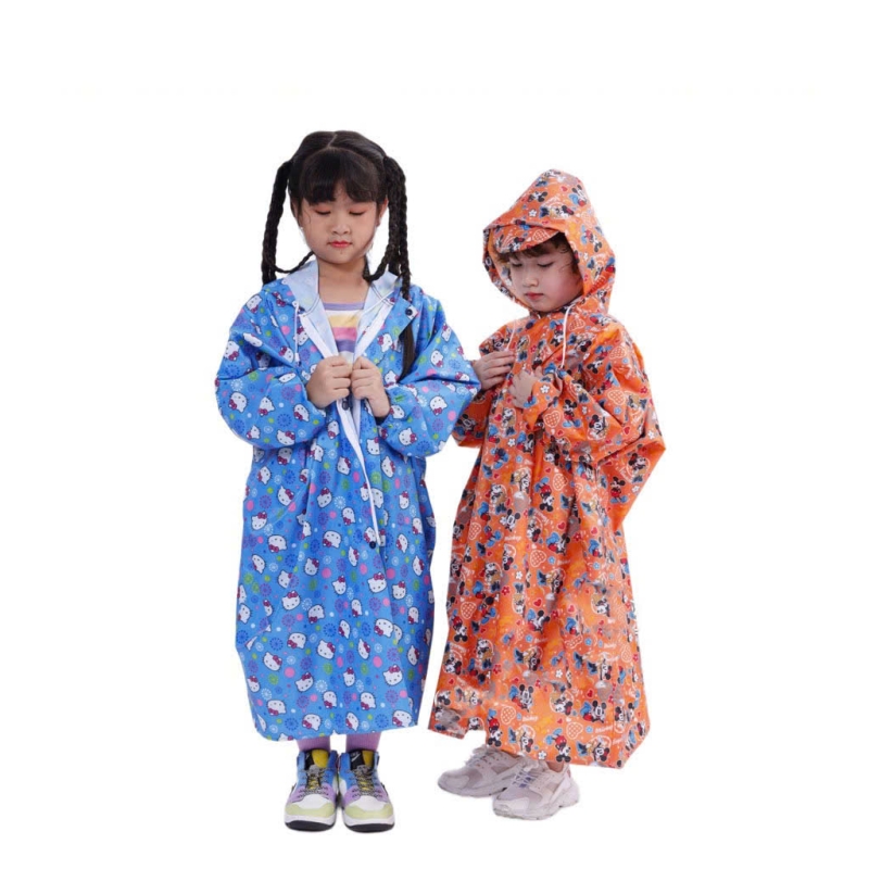 Áo Mưa Kara Vải Dù Dây Kéo Trẻ Em Size S Cao 90-110cm