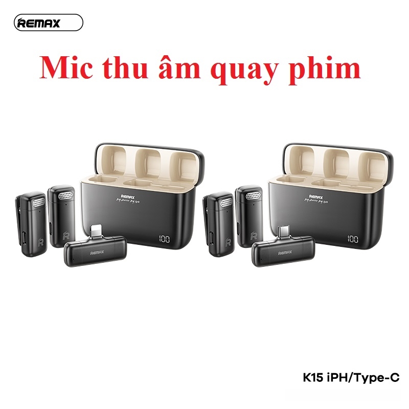 Mic Thu âm Quay Phim Remax K15. 2 Mic Type-c/ Lightning IP