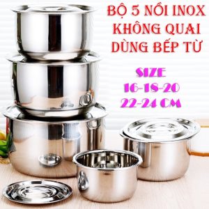 Bộ 5 Nồi Inox (không Quai)