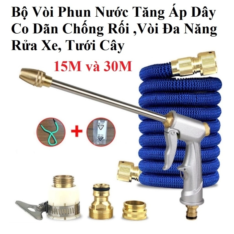 Bộ Vòi Phun Nước Tăng Áp Dây Co Dãn 30M