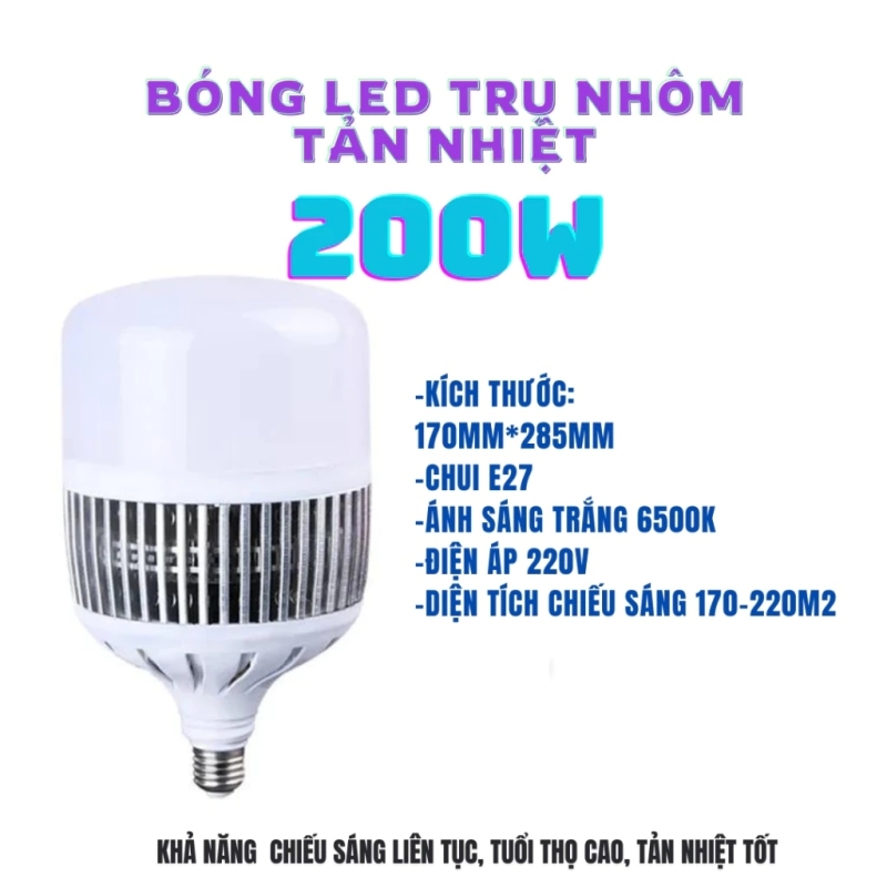 Bóng đèn Trụ Led Tản Nhiệt Bắt Muỗi 200w