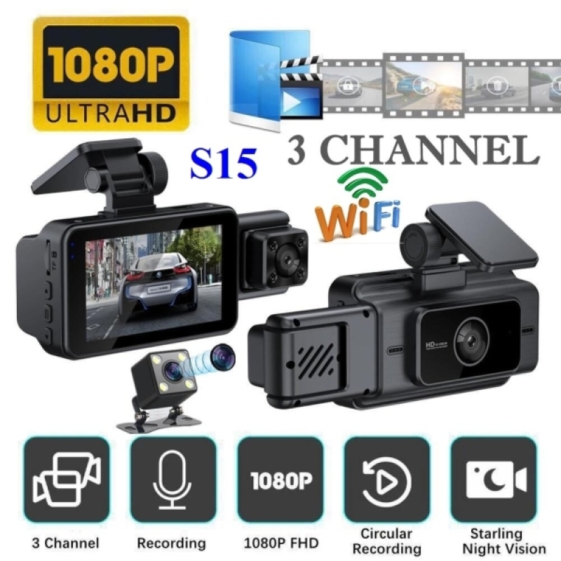 Camera Hành Trình Xe Hơi 1080P 3 Mắt S15