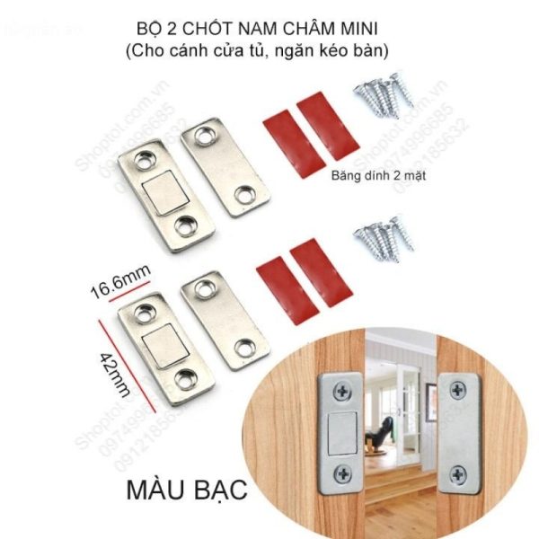 Bộ Chốt Nam Châm Mini Cho Cửa Tủ