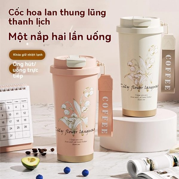 Ly Giữ Nhiệt Hoa Lan/ Lily 500ml Lõi Inox 316 Sang Trọng