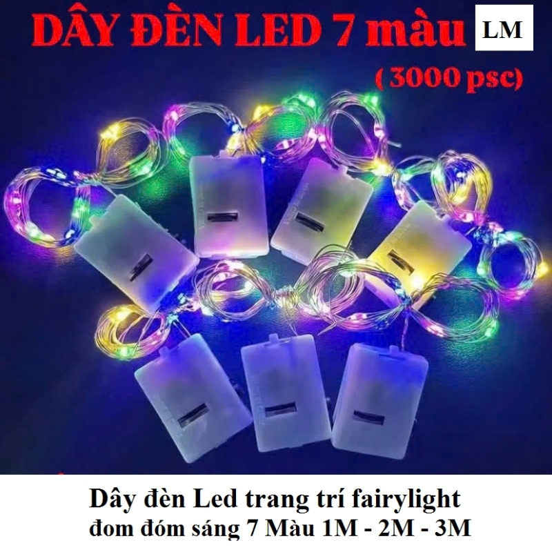 Dây đèn Led Trang Trí Fairylight đom đóm 1M Sáng 7 Màu