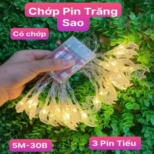 Dây Đèn Led Xài Pin Tiểu Trăng Sao 5M Vàng (không Kèm Pin)