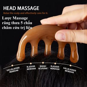 Lược Massage răng thưa 5 chấu châm cứu trị liệu