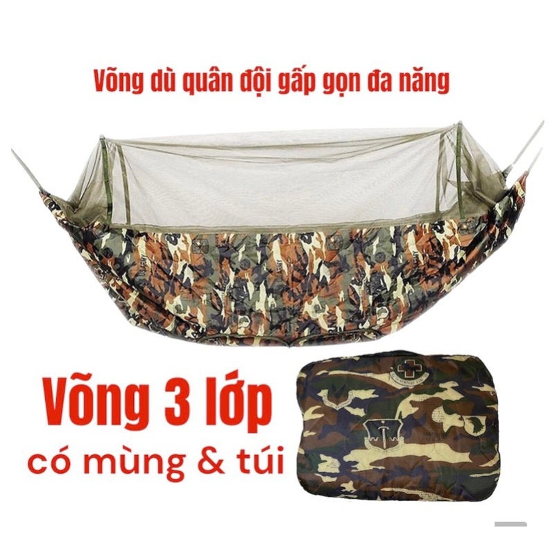 Võng Mùng Rằn Ri Xếp Gọn Chống Muỗi 2M2