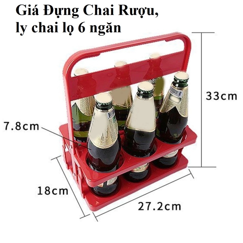 Giá Đựng Chai Rượu, Ly Chai Lọ 6 Ngăn