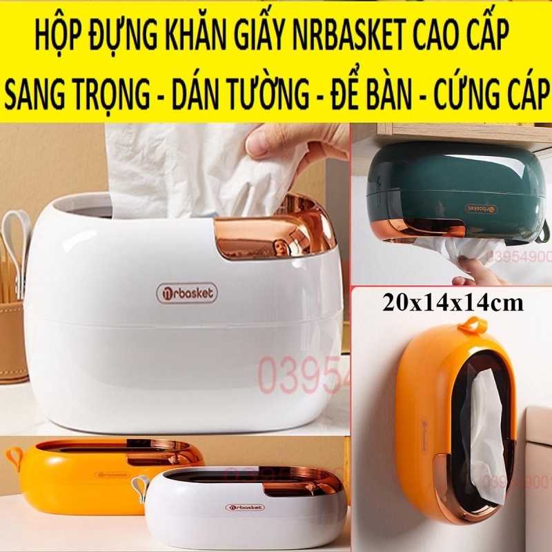 Hộp đựng khăn giấy dán tường cao cấp Nrbasket