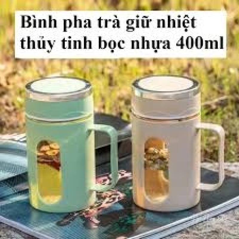 Bình Pha Trà Giữ Nhiệt Thủy Tinh Bọc Nhựa 400ml