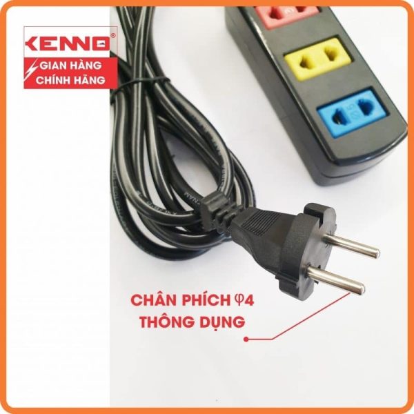 Ổ Cắm điện Kenno 3 Lỗ Màu Dây 2.5m Chính Hãng