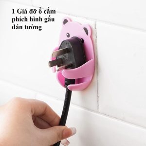 1 Giá đỡ ổ Cắm Phích Hình Gấu Dán Tường