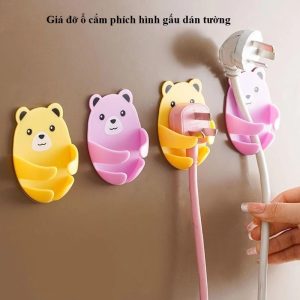 Set 10 Giá đỡ ổ Cắm Phích Hình Gấu Dán Tường