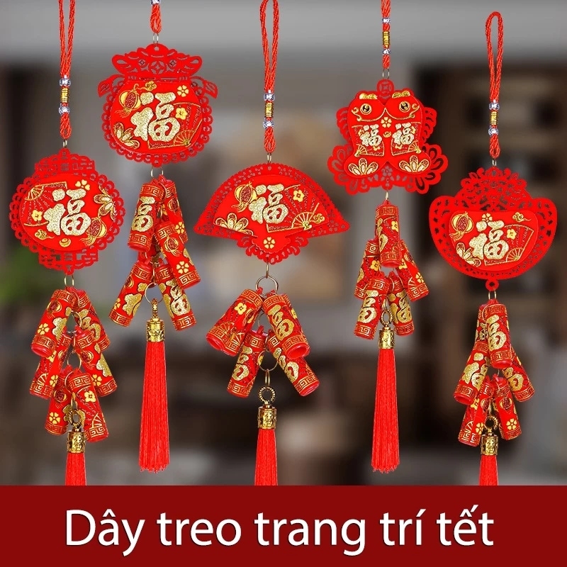 Dây Treo Liễng Tết Có Viên Pháo Giả Màu đỏ