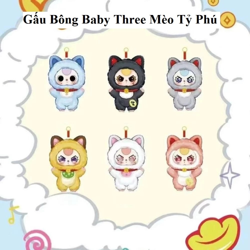 Nguyên Hộp 6 Gấu Bông Baby Three Mèo Tỷ Phú