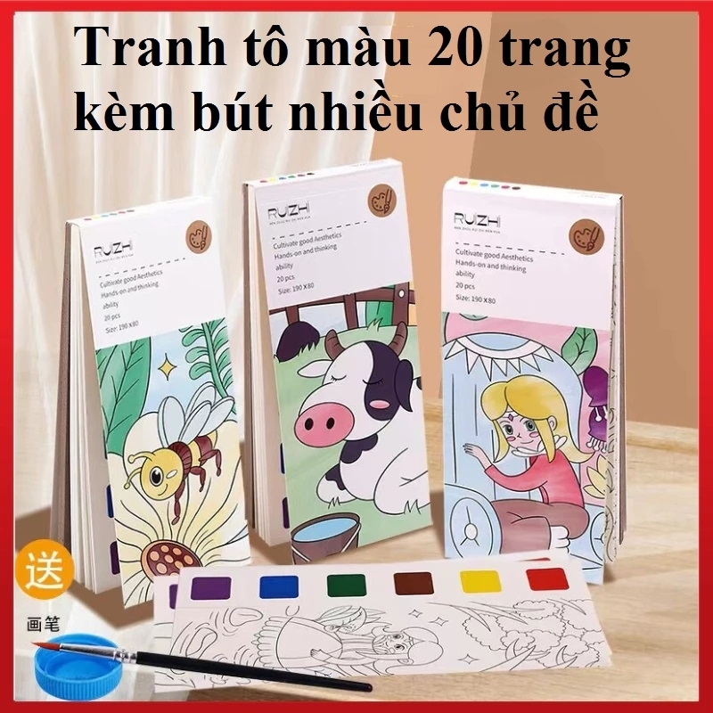 Tranh Tô Màu 20 Trang Kèm Bút Nhiều Chủ đề