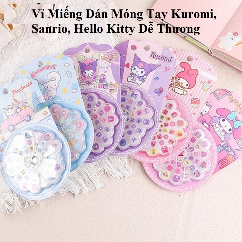 Vỉ Miếng Dán Móng Tay Kuromi, Sanrio, Hello Kitty Dễ Thương