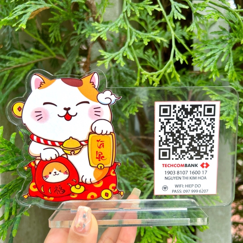 Bảng QR Code Hình Mèo May Mắn