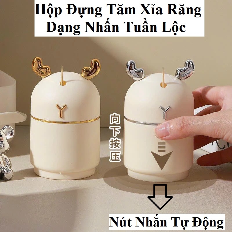 Hộp Đựng Tăm Xỉa Răng Dạng Nhấn Tuần Lộc