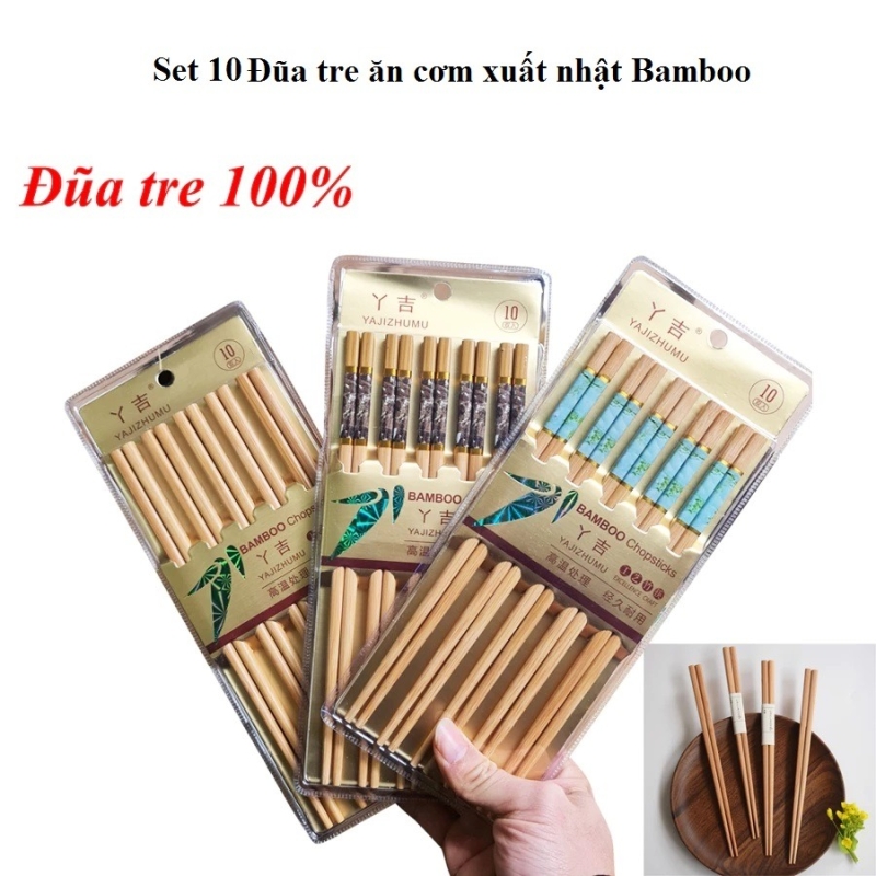 Set 10 Đũa Tre ăn Cơm Xuất Nhật Bamboo