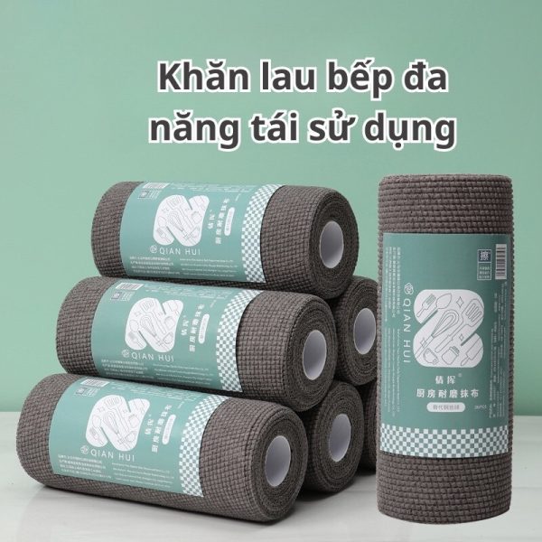 Cuộn 25 Khăn Lau Đa Năng Tái Sử Dụng Than Tre