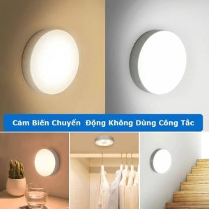 Đèn LED Cảm Ứng Thông Minh (Tròn 10cm) Chuyển Động Tự Bật/Tắt Đế Dán Tự Dính