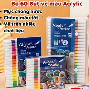 Bộ 60 Bút Màu Acrylic Marker Chống Nước Vẽ Trên Mọi Chất Liệu