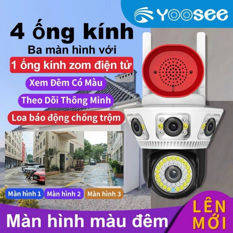 Camera Wifi Yoosee Q54D (có còi hú) 4 ống kinh 3 màn hình