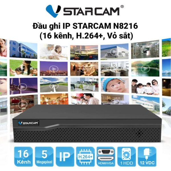 Đầu Ghi Hình Camera IP STARCAM N8216 (16 Kênh, H.264+/H.264, Vỏ sắt) đặt trước 2 tiếng