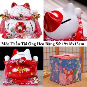 Mèo May Mắn Ống Heo Bằng Sứ 19x18x13cm