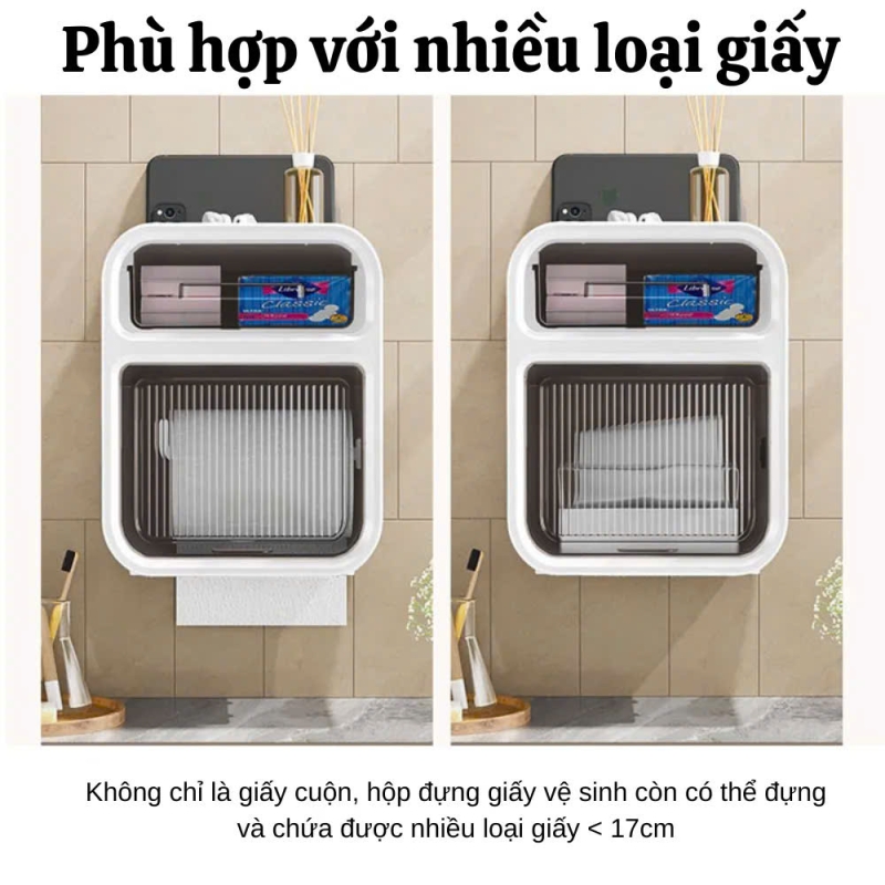 Hộp Giấy Vệ Sinh Dán Tường 2 Ngăn (22 X 17cm)