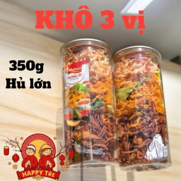 Khô 3 Vị (Mực + Gà + Heo) Hủ 350g