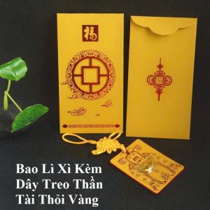 Bao Lì Xì Kèm Dây Treo Thần Tài Thỏi Vàng