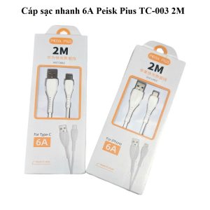 Cáp sạc nhanh 6A Peisk Pius TC-003 2M và TC-002 1M2 USB ra (Lightning/ Type-c)///DL