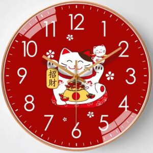 Đồng Hồ Tròn Treo Tường 5D Hình Cá Coi/ Mèo May Mắn/ Ông Thần Tài/ Con Nai - Hình Mèo May Mắn