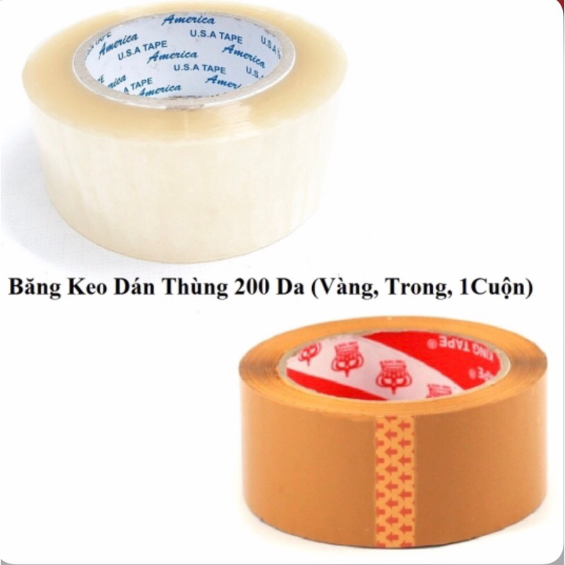 Băng Keo Dán Thùng 200 Da (Vàng, Trong, 1Cuộn) | Shopee Việt Nam